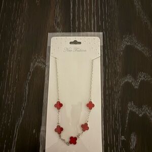 Elegant Red Clover Necklace